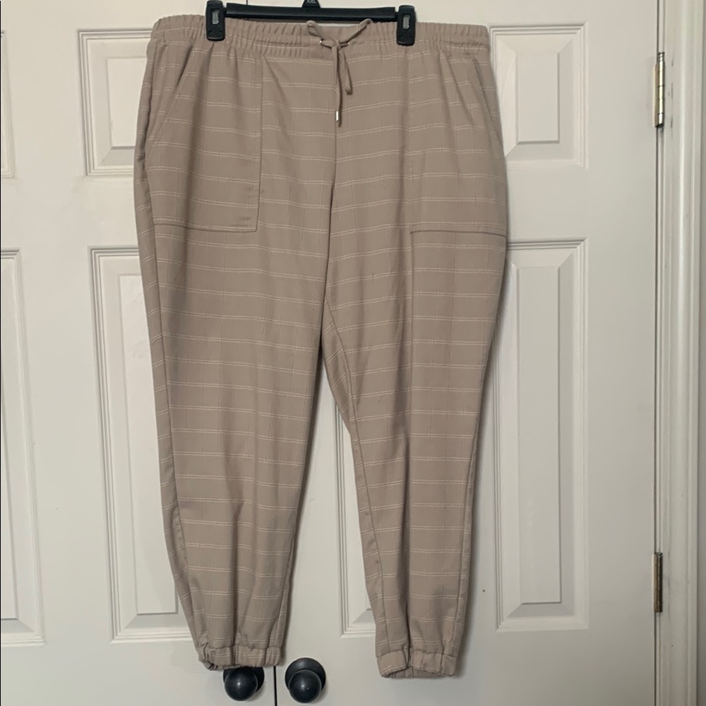 Khaki Striped Jogger Pants